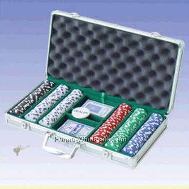 300 Piece Dice Poker Chips W/ Aluminum Poker Set (Screened)