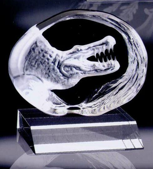 4-4/5" Animal On Base Alligator Crystal Sculpture