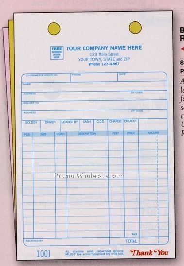 5-1/2"x8-1/2" 3 Part Building Supply Register Form