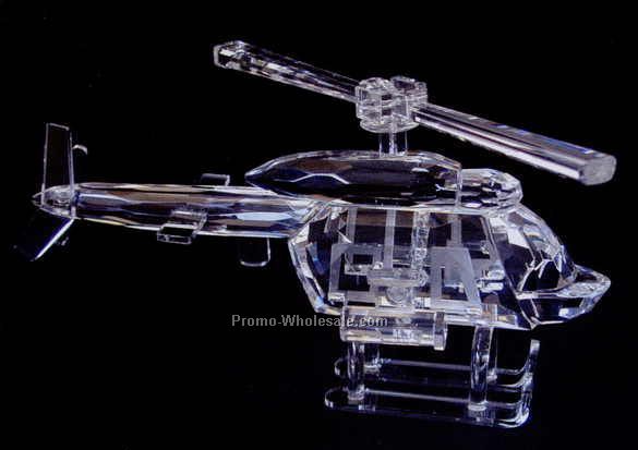 6" Optic Crystal Helicopter Figurine