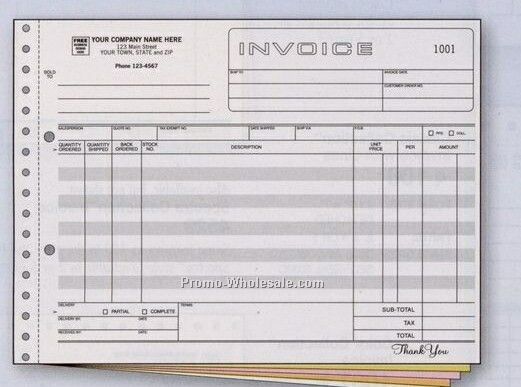 8-1/2"x11" 2 Part Classic Collection Wide Body Invoice