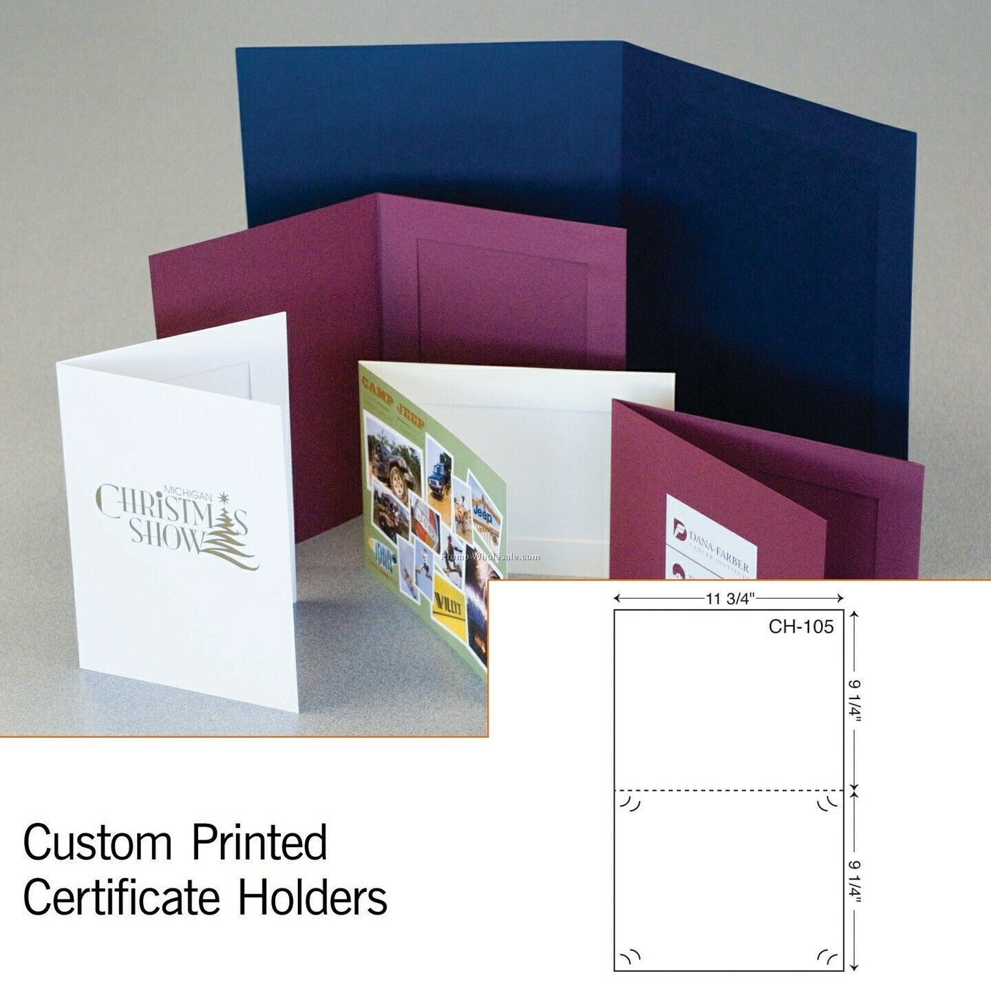 9-1/4"x11-3/4" Certificate Holder W/ Die Cut Slit (2 Color)