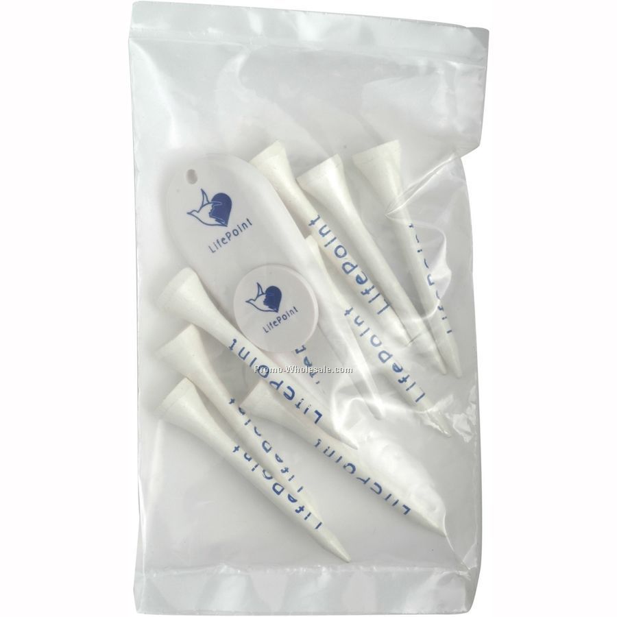 9 Pack 2-3/4" Long Golf Tees W/ Divot Ball Marker