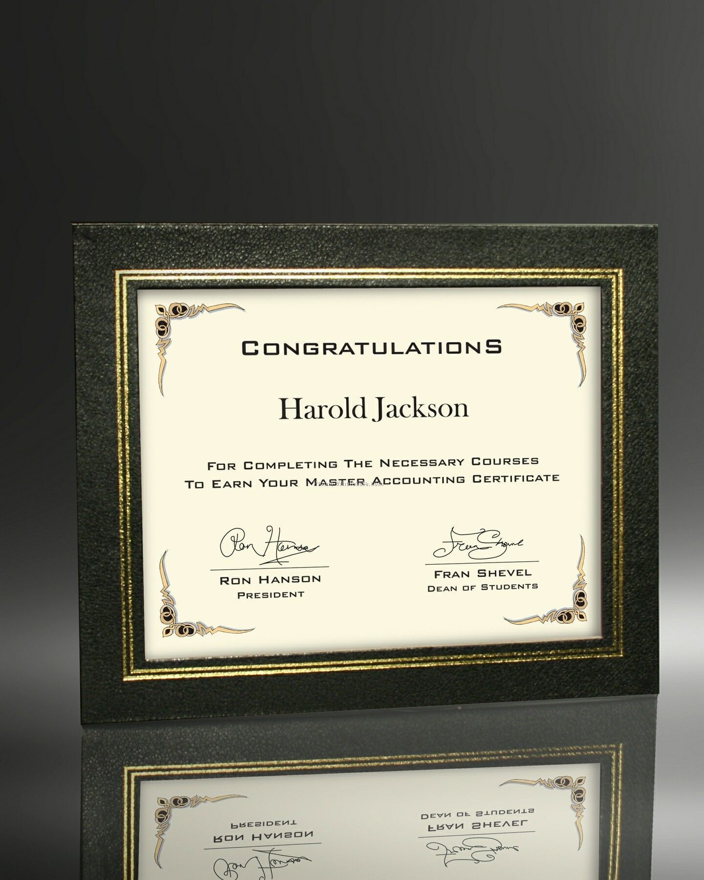 9"x11" Certificate In Black Leatherette