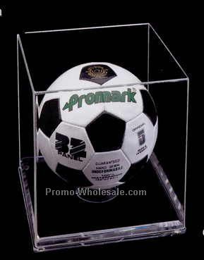 Acrylic Soccer Ball Display Case W/ Mirror Back (3/4" Base)