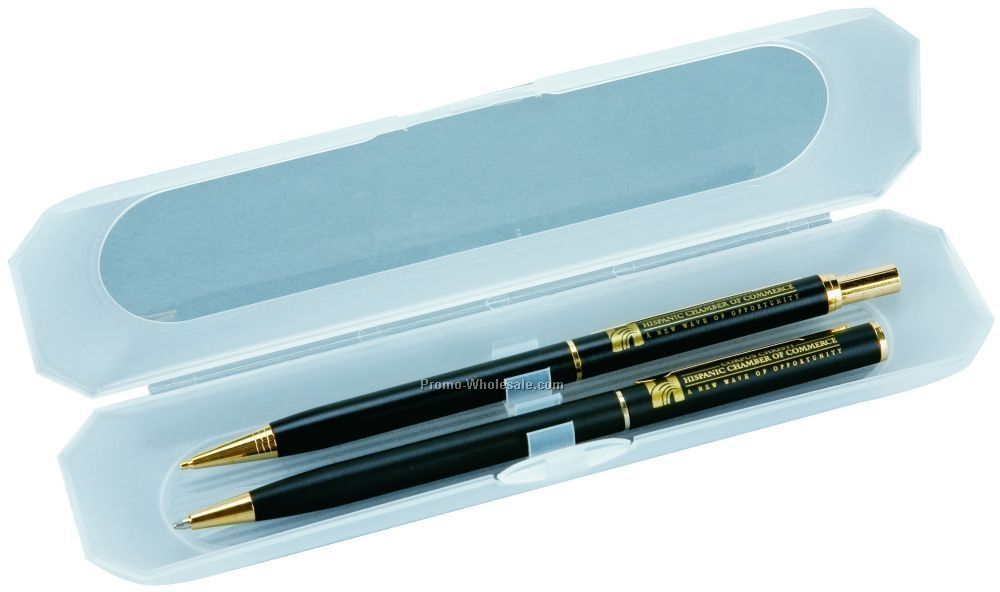 Black & Gold Ballpoint Pen & Pencil Set