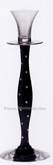 Celeste Candlestick - Black/White Dots (11-3/8")