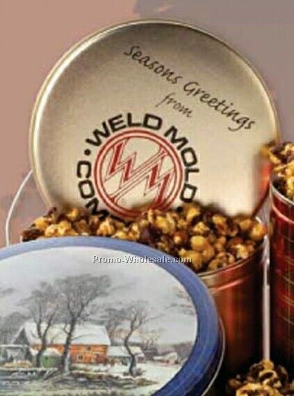 Chocolate Covered Caramel Corn In 8" Custom Gift Tin