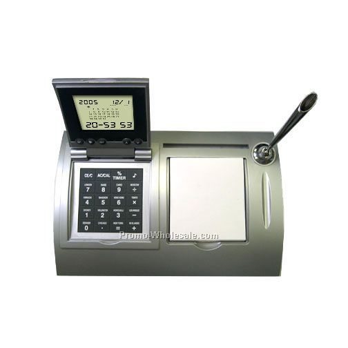 Desktop Calendar Clock Calculator Memo Pad Business Card Holder