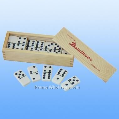 Double 6 Standard Wooden Case Dominoes (Screened)