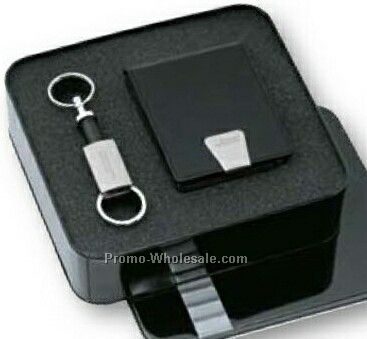 Ensemble Separating Keyring With Pen/ Business Card Case Gift Set