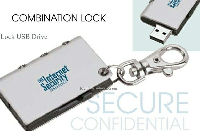 Giftcor Combination Lock USB Flash Drive 2"x1-1/2"x5/8"