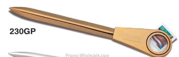 Gold Letter Opener With Magnifier