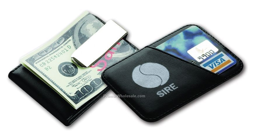 Leatherette Metal Money Clip W/ Card Holder