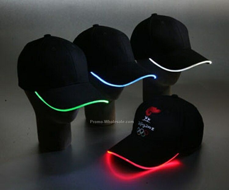 Light Up Baseball Hat - Navy Blue/ Blue Trim