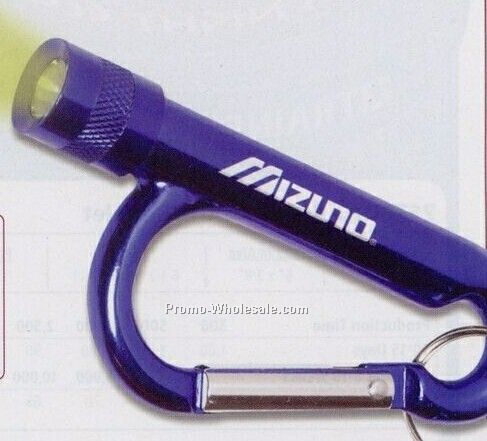 Metal Carabiner Flashlight With Split Ring 4"x1 3/4"x5/8" (5 Days Service)