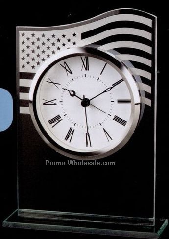 Minya U.s. Flag Glass Alarm Clock