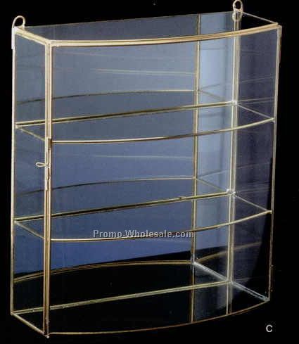 Mirrored Wall Curio Case - Bent Door (12"x10"x4-1/2")