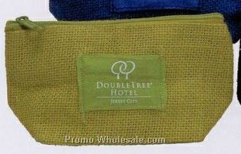 Natural Jute Cosmetic Green Carry Case