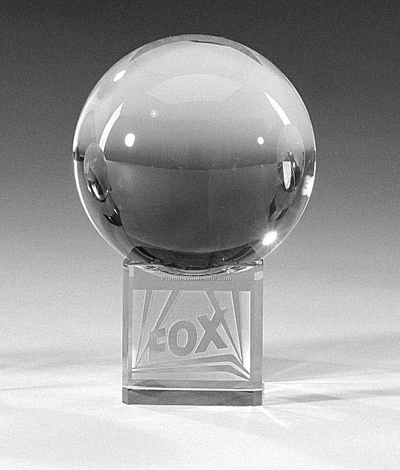 Optic Crystal Award / Sphere With Cube Base