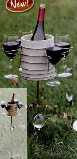 Picnic Plus Outdoor Wine Carousel Handy Holder W/ Wine Bucket