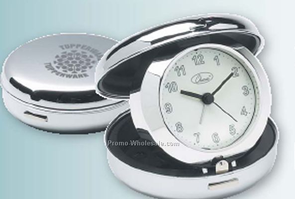 Pop Open Clam Shell Travel Alarm Clock