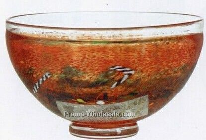 Satellite Silver Leaf Handmade Medium Bowl - Red