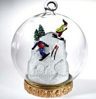 Skiers Mountain Memory Globe