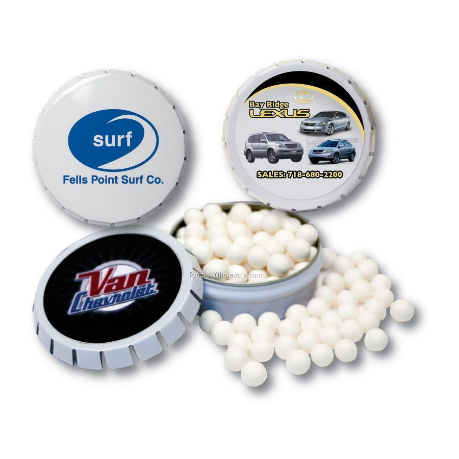 Snap Top Round Tin Filled With Chocolate Littles Or Sugar Free Mints