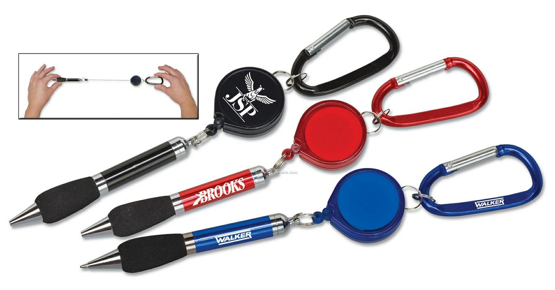 Soft Grip Metal Pen W/ Retractor & Carabiner (Screen Printed)