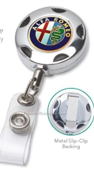 Sporty Chrome Metal Retractable Badge Reel W/32" Cord (Overseas 8-10 Weeks)