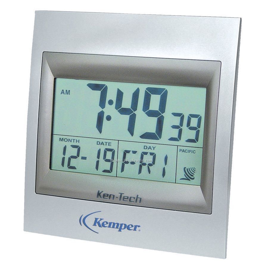 Square Atomic Lcd Wall Clock W/ Alarm