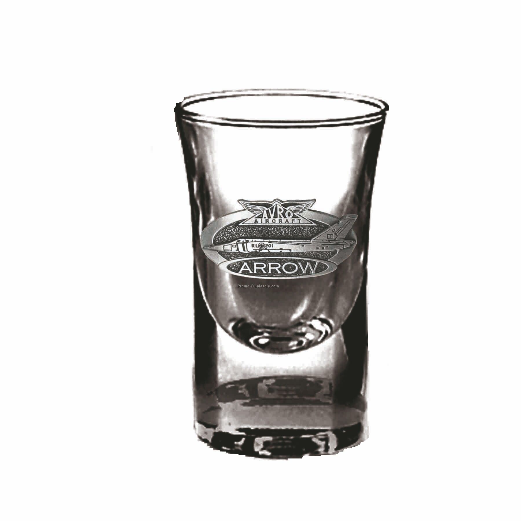 1 Oz. Optical Crystal Shooter Glass (Pewter Emblem)