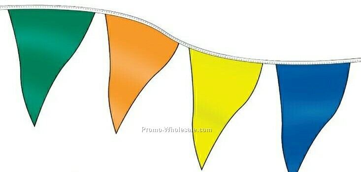 120' Stock Poly Pennants 24 Per String - Black/ Orange