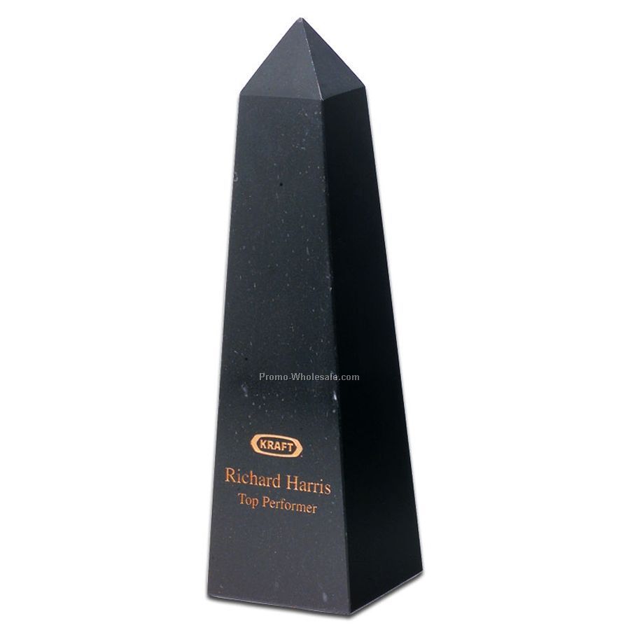 2-1/4"x8"x2-1/4" Jet Black Marble Pinnacle Award