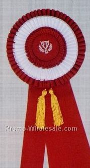 23" Custom Rosette Ribbon With 2"x24" Triple Streamer & 6-1/2" Head