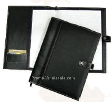 23-1/2cmx30-1/2cm Black Leatherette Journal Cover W/8-1/2"x11" Note Pad