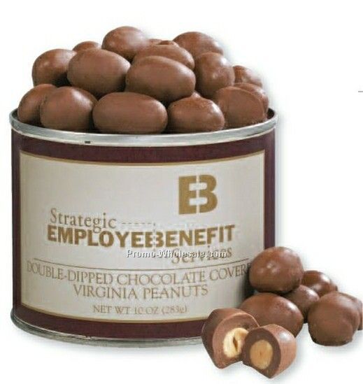 24 Oz. Double Dipped Chocolate Covered Peanuts In Tin W/ Holiday Label