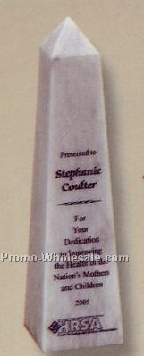 3"x12" White Marble Obelisk Award