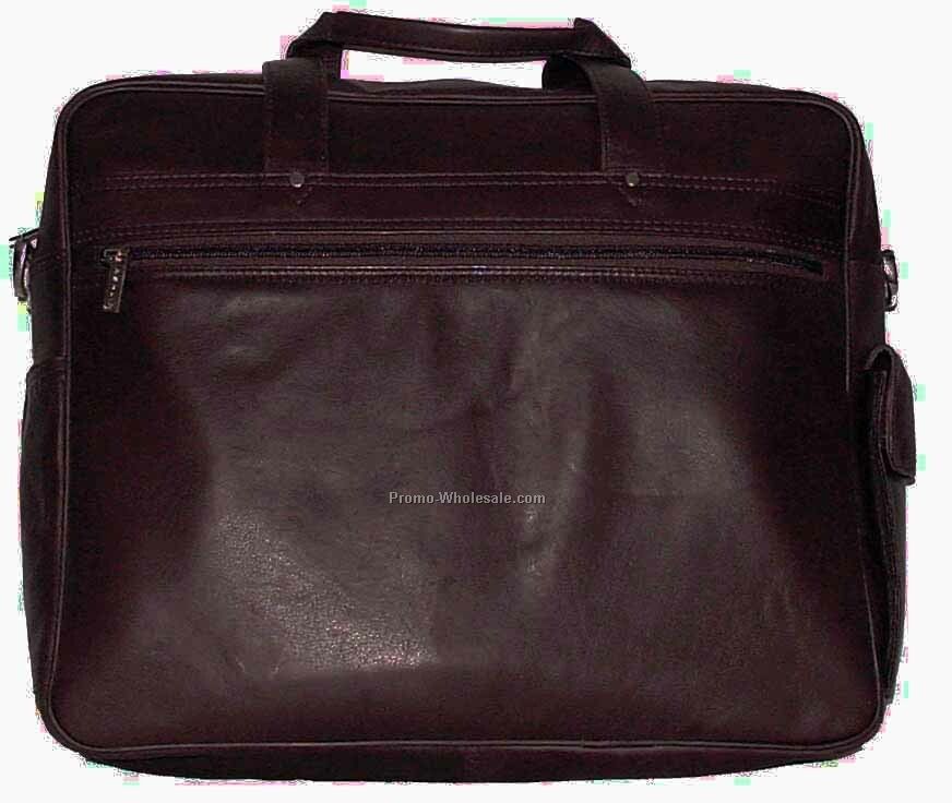 38cmx31cmx10cm Dark Brown Casual Soft Sided Stone Wash Cowhide Briefcase