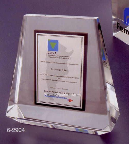 4-3/4"x5"x2" Acrylic Obelisk W/ Floating Acrylic Sheet Award