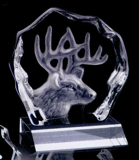 4-4/5" Animal Series Deer Animal On Base Crystal Sculpture