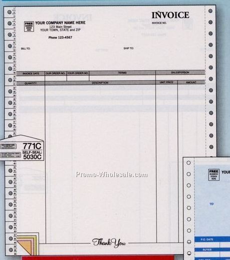 5 Part Classic Continuous Invoice W/ Packing List