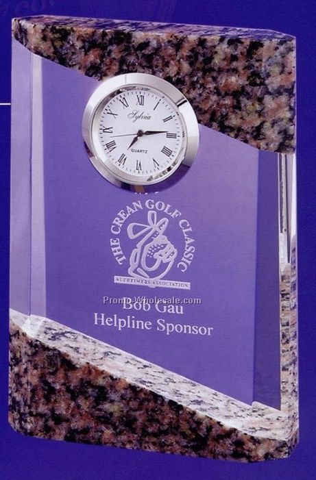 5"x3-1/2" Crystal & Granite Clock