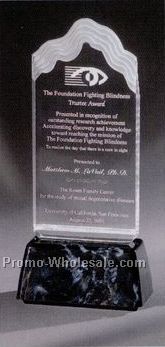 6" Wave Top Award In Black Marble Finish Base