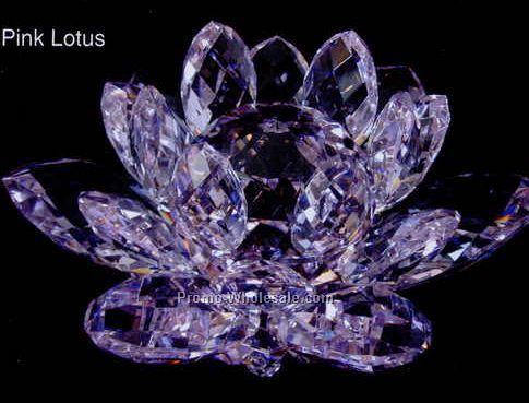 6-5/16" Optic Crystal Pink Lotus Figurine