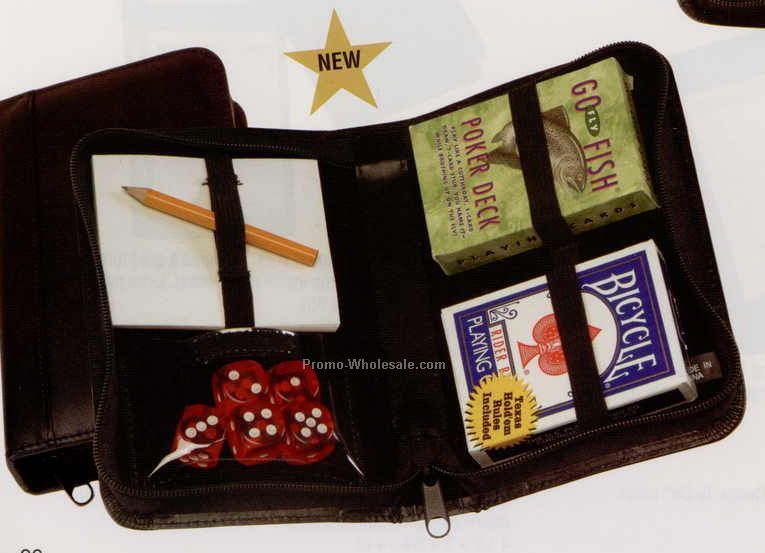 7-1/2"x4-3/4"x1-3/4" Leather Zip Around Fly Fishing Card Case