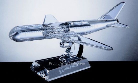 9-7/8"x4-3/4"x8-1/4" Optical Crystal 2 Engine Model Airplane