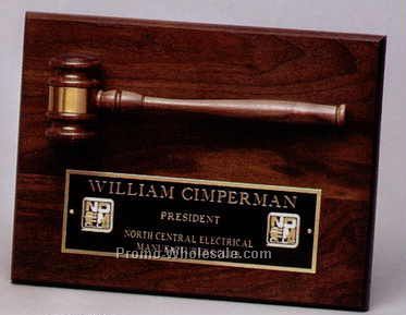 9"x12" Solid Walnut Gavel Plaque