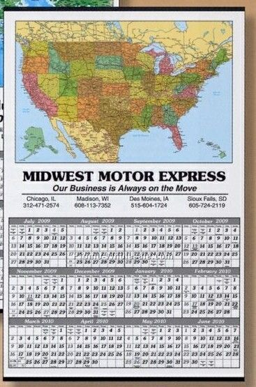 Academic Color Coded U.s. Map Year-in-view Calendar - After 04/30/09